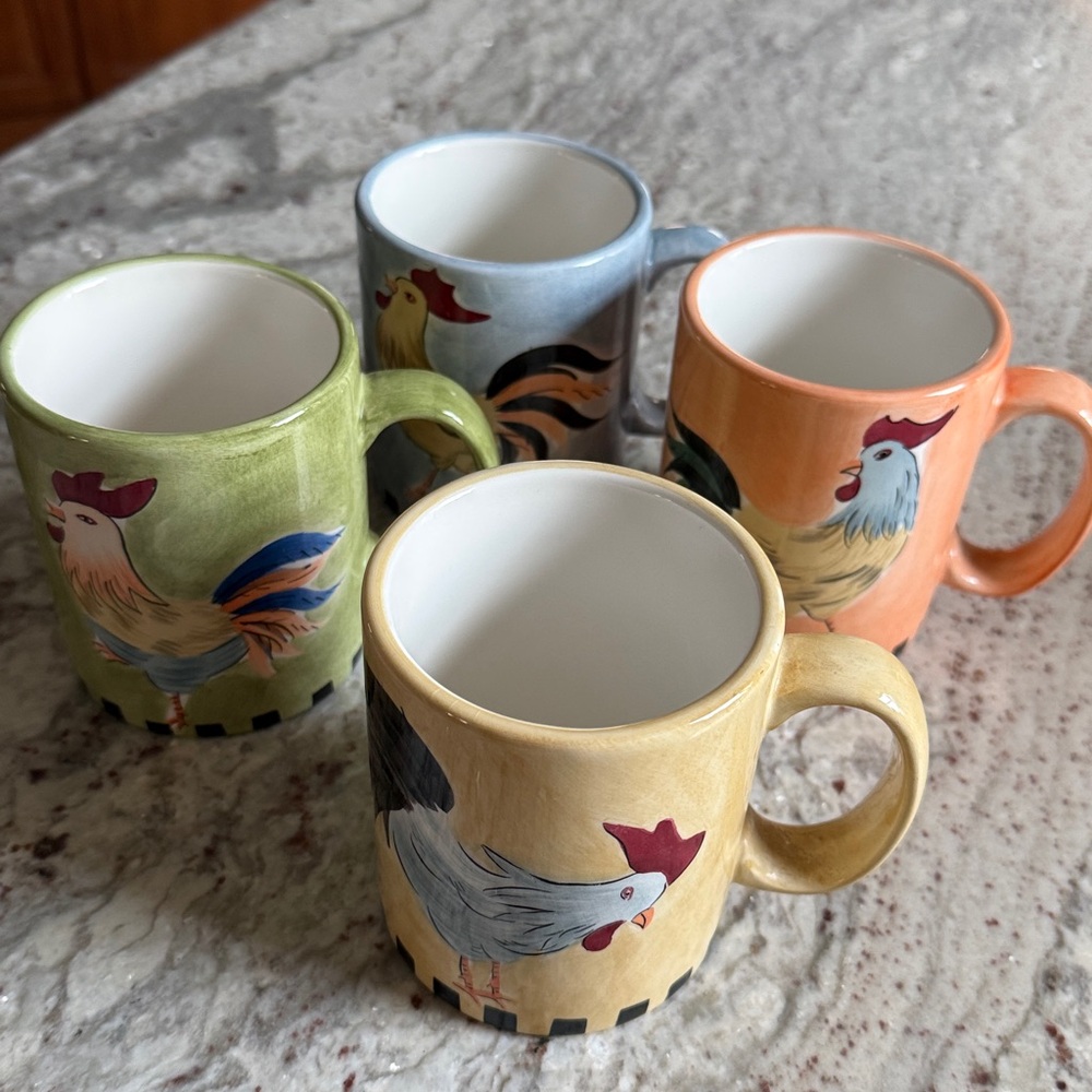 Rooster Ceramic Coffee Mug Set - Picture 2 of 12